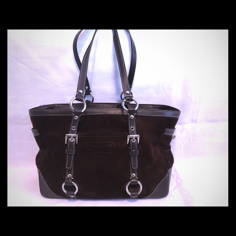 Coach brown suede satchel